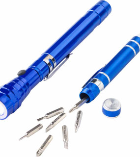 SET UTENSILI CON TORCIA E KIT CACCIAVITI cm 20x7,8x2,8