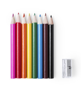 ASTUCCIO CON MOSCHETTONE CONTENENTE 8 MATITE COLORATE E TEMPERIN