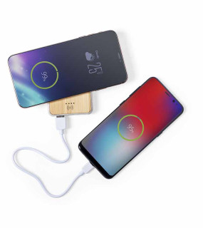 POWERBANK 5000mAh WIRELESS IN BAMBOO/PAGLIA DI FRUMENTO cm 6,3x9