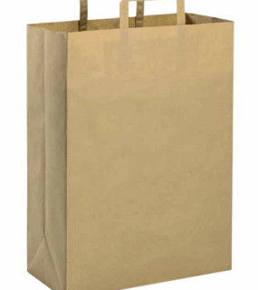 SHOPPER IN CARTA AVANA CON MANICO PIATTO cm. 19x24x7