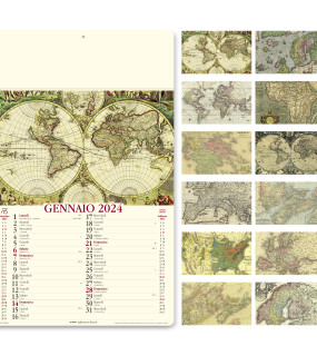 CALENDARIO ALMANACCO "ANTICHE MAPPE" 31x52,5 cm