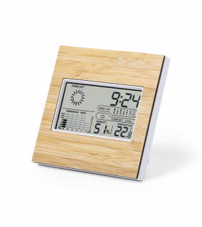 STAZIONE METEREOLOGICA CON FRONTALE IN BAMBOO cm 13x13x2,4