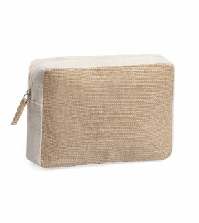 BEAUTY IN JUTA LAMINATA CON DETTAGLI IN COTONE cm 20x15x6