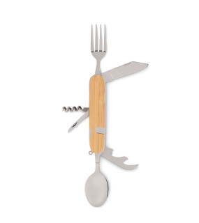 SET POSATE DA CAMPEGGIO IN METALLO CON CUSTODIA IN LEGNO