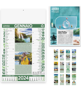 CALENDARIO ILLUSTRATO ECOLOGIA 12 FOGLI cm 29x47