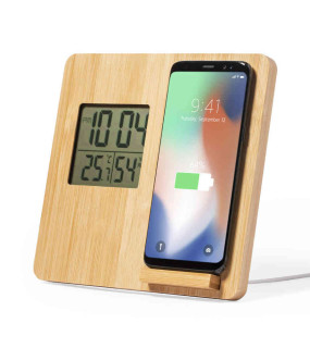 STAZIONE METEO CON CARICATORE WIRELESS 10W INTEGRATO cm 18x17x2,
