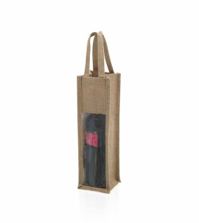 SHOPPER PORTABOTTIGLIA IN JUTA LAMINATA cm 10,5x35,5x10