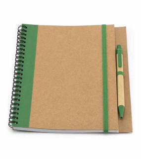 BLOCCO FORMATO A6 IN CARTA RICICLATA CON PENNA
