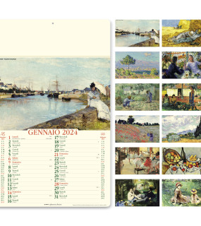 CALENDARIO ALMANACCO ITALIANO IMPRESSIONISTI cm. 31x52,5