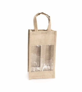 SHOPPER PER 2 BOTTIGLIE IN JUTA LAMINATA cm 20x34,5x10