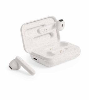 AURICOLARI BLUETOOTH CON CUSTODIA IN PAGLIA DI FRUMENTO cm 6,8x4