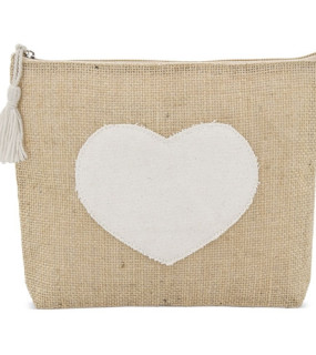BEAUTY IN JUTA, DETTAGLIO A CUORE IN COTONE cm 25x20x5