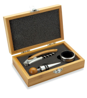 SET VINO IN BAMBOO 3 PZ. cm 16x4,9x10