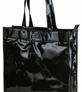 BASILE BORSA SHOPPING IN ECOPELLE VERNICE NERO