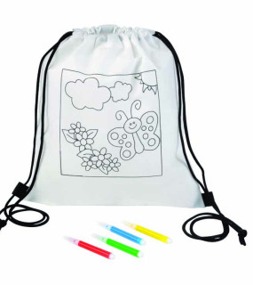 SACCA ZAINO IN TNT DA COLORARE CON 4 PENNARELLI cm 29x25,