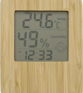 STAZIONE METEREOLOGICA IN BAMBU' E ABS cm. 11,9x9,9x1,6