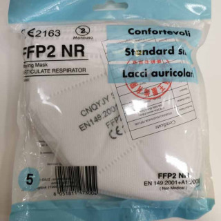 MASCHERINA FFP2 CERTIFICATA COLORE BIANCO (CONFEZIONI DA 5 PZ -