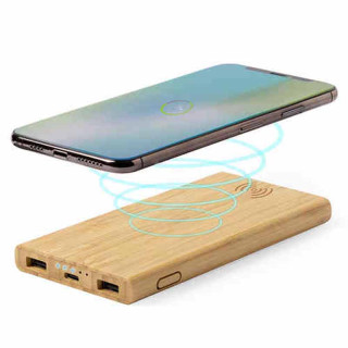 POWERBANK WIRELESS 6000mAh IN BAMBOO cm 7,4x14,8x1,7