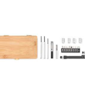 SET UTENSILI IN CUSTODIA DI BAMBOO cm 19,5x11,8x3
