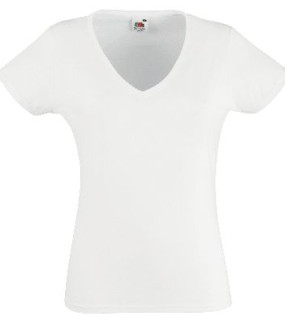 T-SHIRT DONNA COLLO V BIANCA