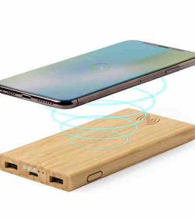 POWERBANK WIRELESS 6000mAh IN BAMBOO cm 7,4x14,8x1,7