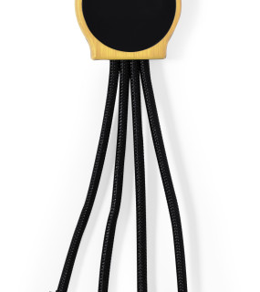 CAVETTO PORTACHIAVI CON CONNETTORE MICRO USB E LIGHTNING IN BAMB