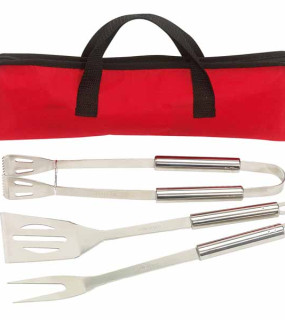 SET BARBECUE 3 PEZZI IN ACCIAIO CON ASTUCCIO cm 40x12x6